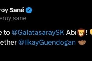 曼城队友重聚！萨内社媒：欢迎京多安加盟加拉塔萨雷